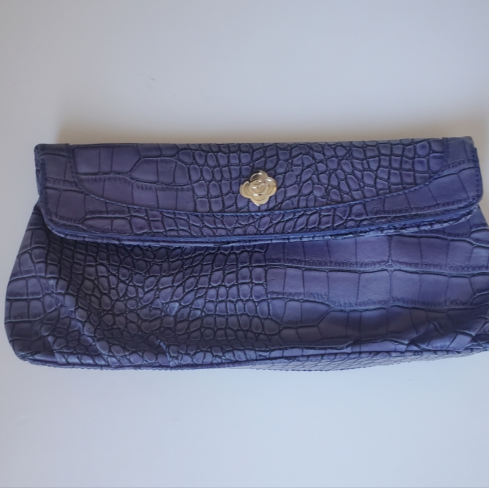 OLSEN Purple Croc-Embossed Clutch Bag Great Condition
